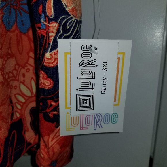 LuLaRoe Randy Baseball Raglan Tee Shirt Grey/Orange Blue Floral 3XL NWT - Picture 4 of 7